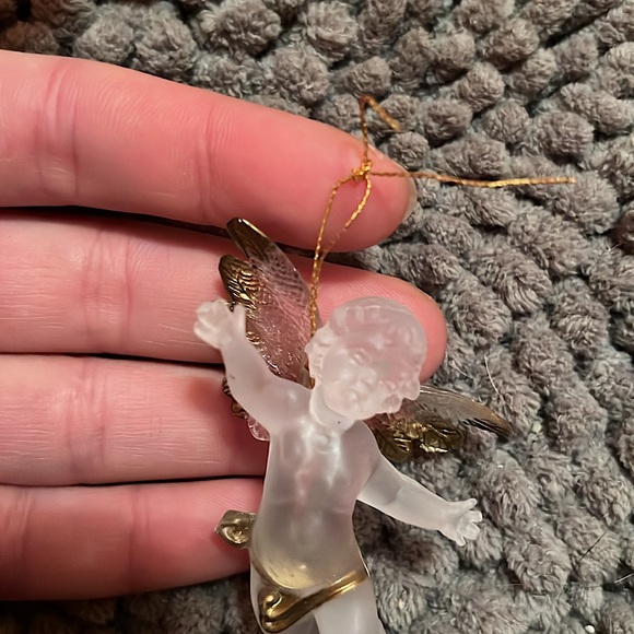 Small Clear Gold Stranded Cherob Angel Ornament - Picture 5 of 7
